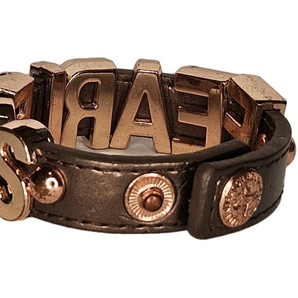 BCBG Generation FEARLESS Slide Charm Leather Snap Cuff Bracelet - Picture 3 of 4